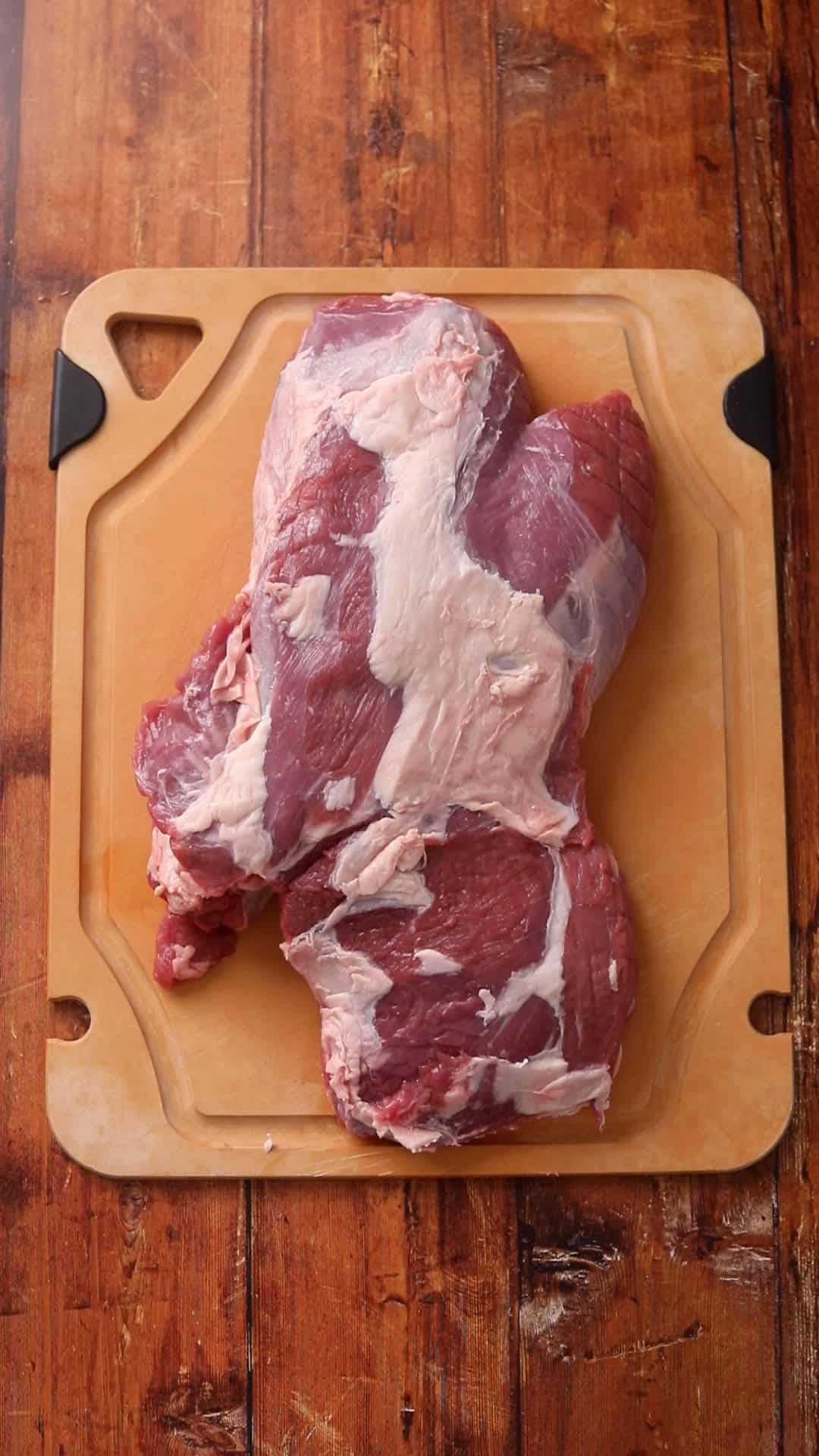 Lamb leg after trimming the fat.